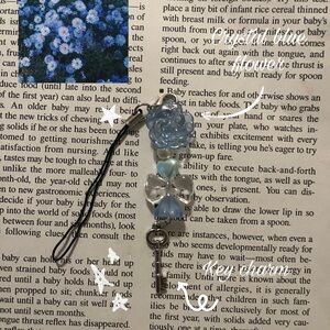 Blue Floral Keychain with Beads